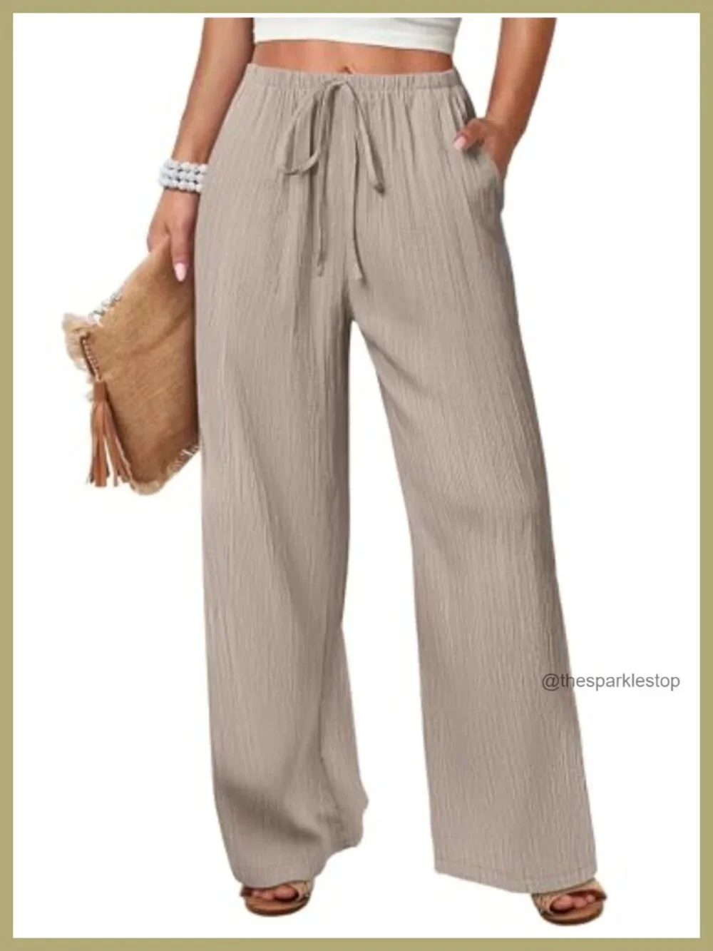 Wide Leg Palazzo Pants with Pockets, Lightweight Casual Lounge Trousers